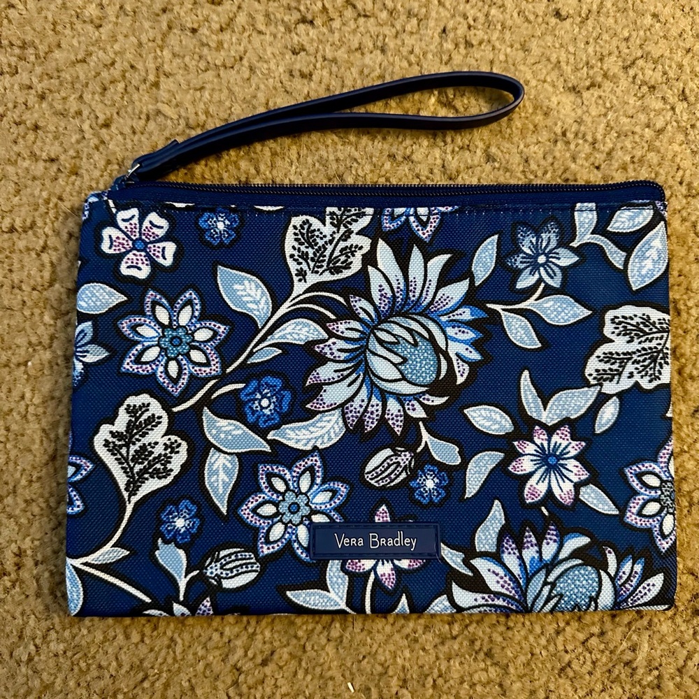 Vera Bradley Navy and White Floral Wristlet